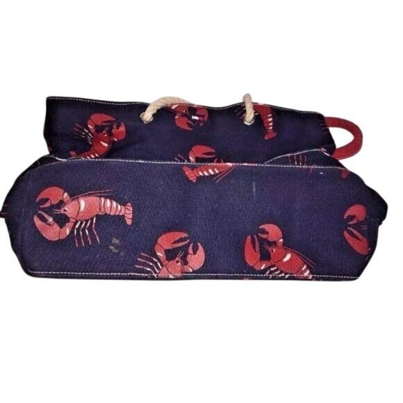 Tommy Hilfiger Navy Nautical Cape Cod Lobster Canvas Shoulder Bag Tote Purse - Picture 8 of 10